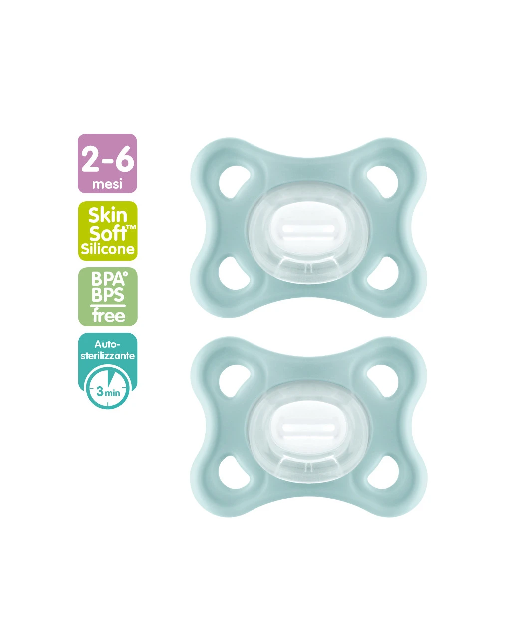 2 Pz Succhietti Comfort 2-6m Silicone, Neutro - Mam 3 2 Pz Succhietti Comfort 2-6m Silicone, Neutro - Mam