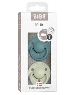 Set 2 Ciucci Tettarella Tonda In Gomma Naturale 0/6 Mesi - Colore Cloud E Steel Blue - Bibs