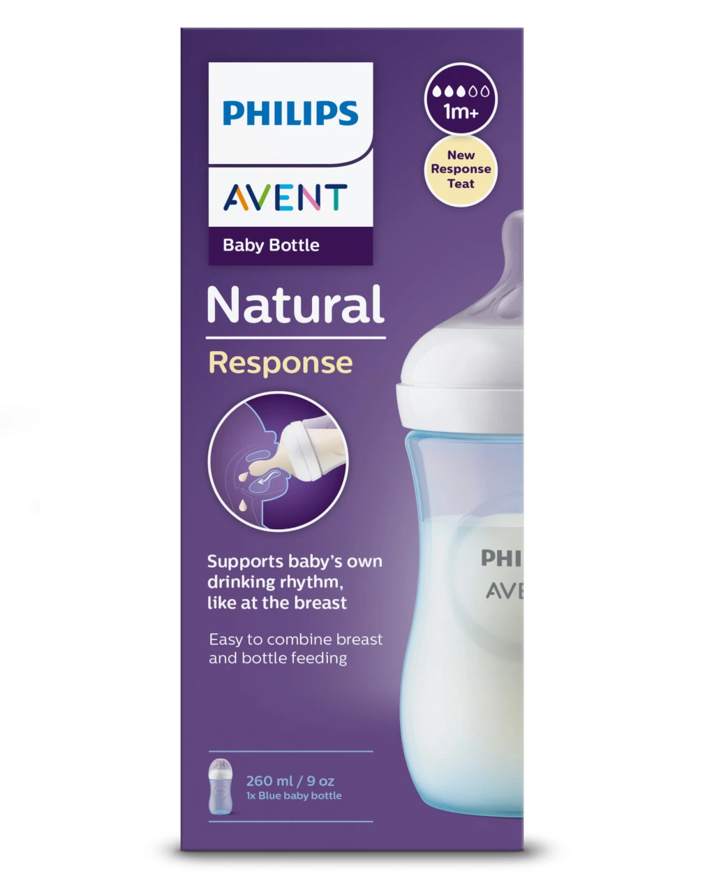 Biberon Natural Con Tettarella A Risposta Naturale Azzurro Da 260 Ml 1m+ | Senza Bpa - Philips Avent 6 Biberon Natural Con Tettarella A Risposta Naturale Azzurro Da 260 Ml 1m+ | Senza Bpa - Philips Avent - immagine 4