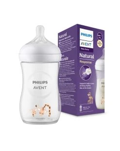 Biberon Natural Con Tettarella A Risposta Naturale Decorazione Giraffe Da 260 Ml 1m+ | Senza Bpa - Philips Avent