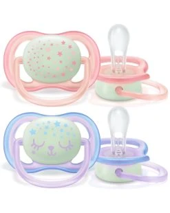Avent 2 Succhietti Ultra Night 0-6m Rosa/viola