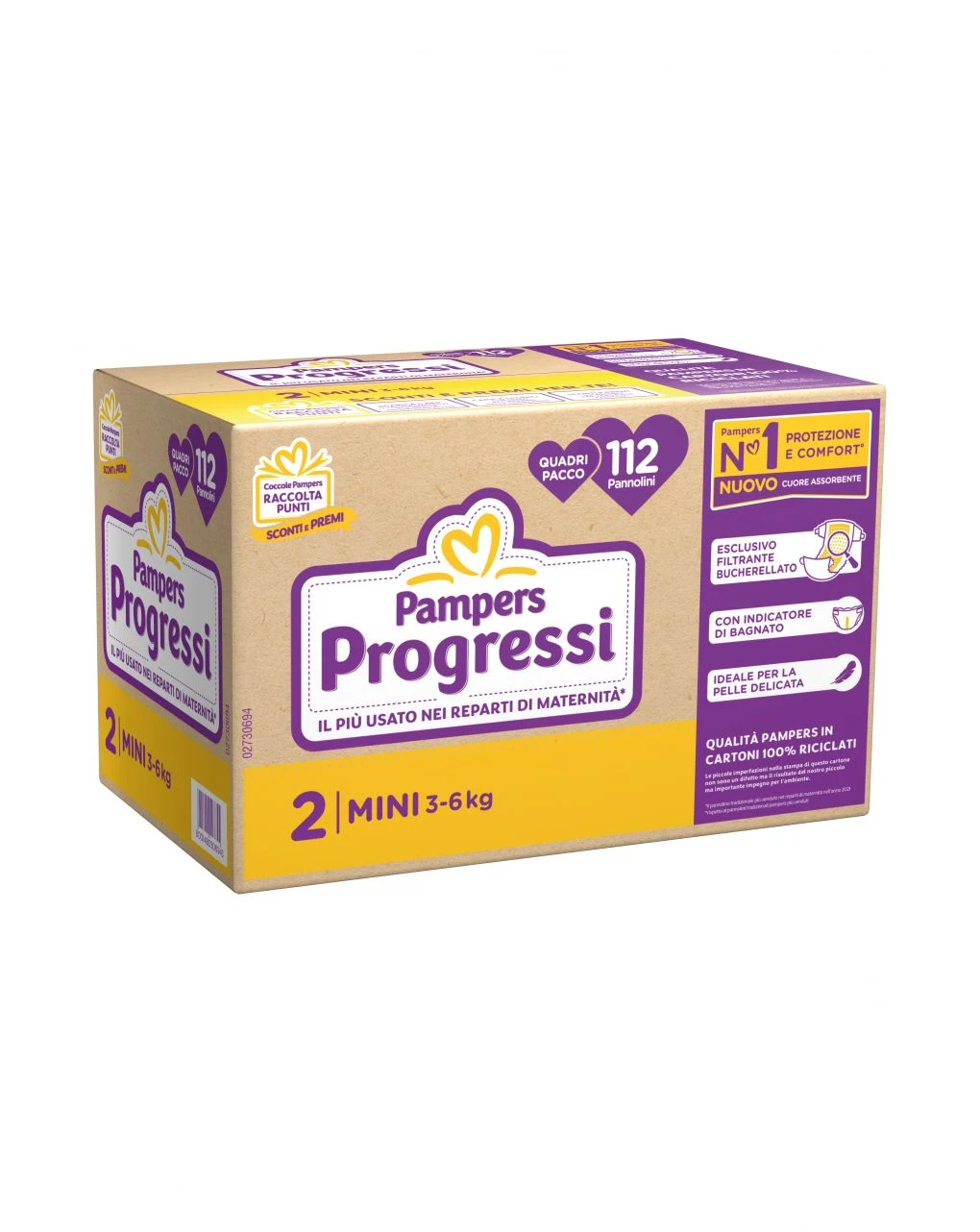 Progressi Taglia 2 Mini Quadri Pacco X112 - Pampers 3 Progressi Taglia 2 Mini Quadri Pacco X112 - Pampers
