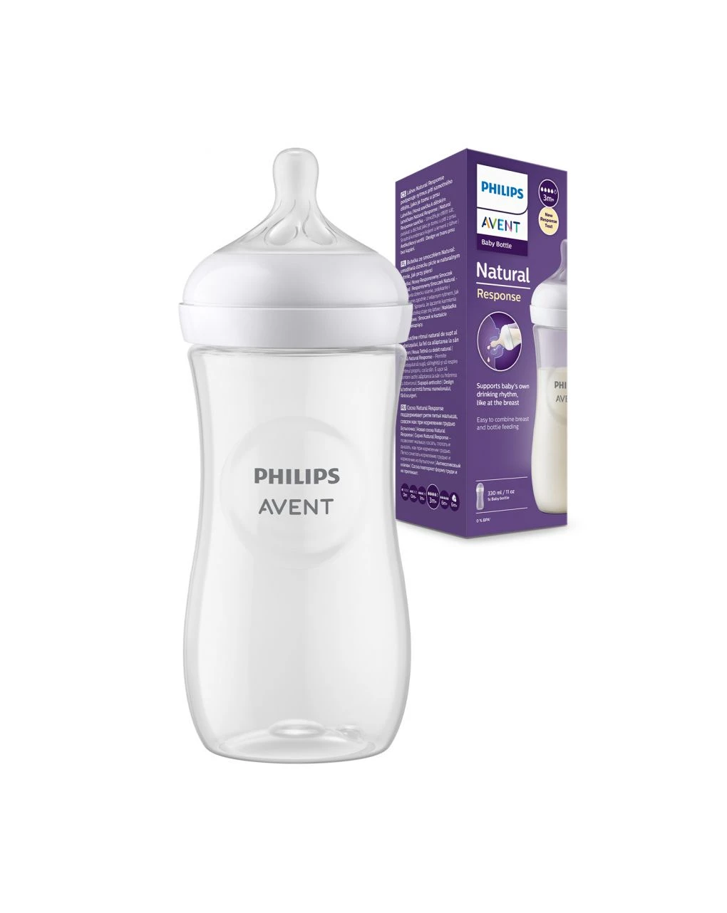 Biberon Natural Con Tettarella A Risposta Naturale Da 330ml 3m+ | Senza Bpa - Philips Avent 3 Biberon Natural Con Tettarella A Risposta Naturale Da 330ml 3m+ | Senza Bpa - Philips Avent
