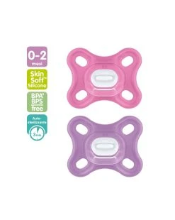 2 Pz Succhietti Comfort 0-2m Silicone Rosa/viola