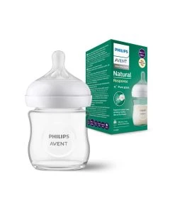 Biberon Natural In Vetro Con Tettarella A Risposta Naturale Da 140ml 0m+ | Senza Bpa - Philips Avent