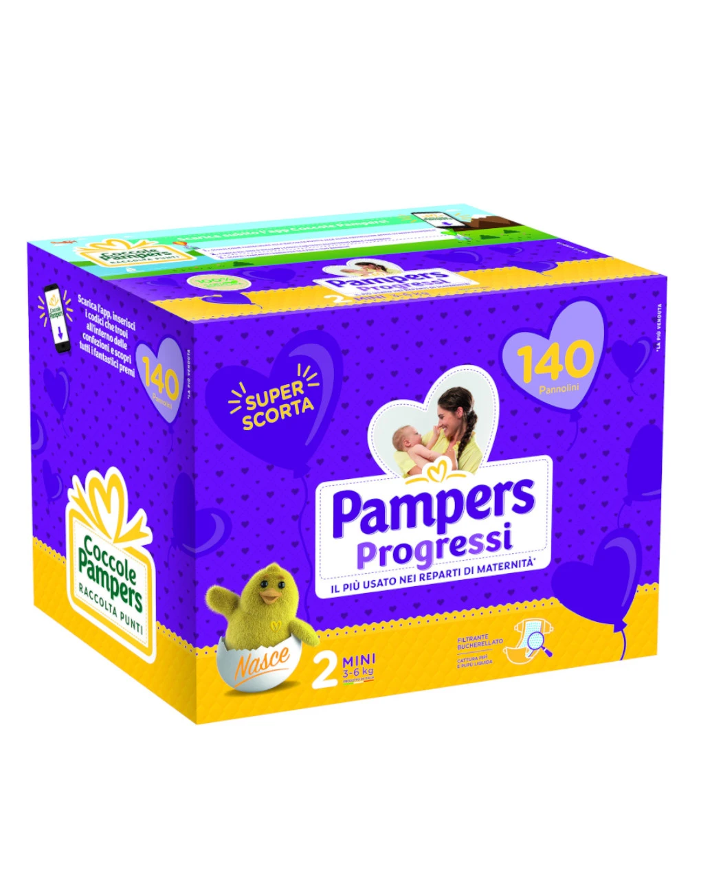 Pampers - Pannolini Progressi Pentapack Tg. 2 (140 Pz) 3 Pampers - Pannolini Progressi Pentapack Tg. 2 (140 Pz)