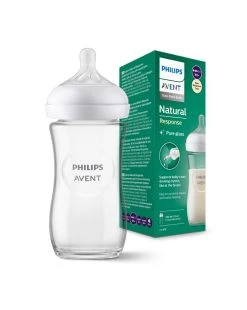 Biberon Natural In Vetro Con Tettarella A Risposta Naturale Da 240ml 1m+ | Senza Bpa - Philips Avent