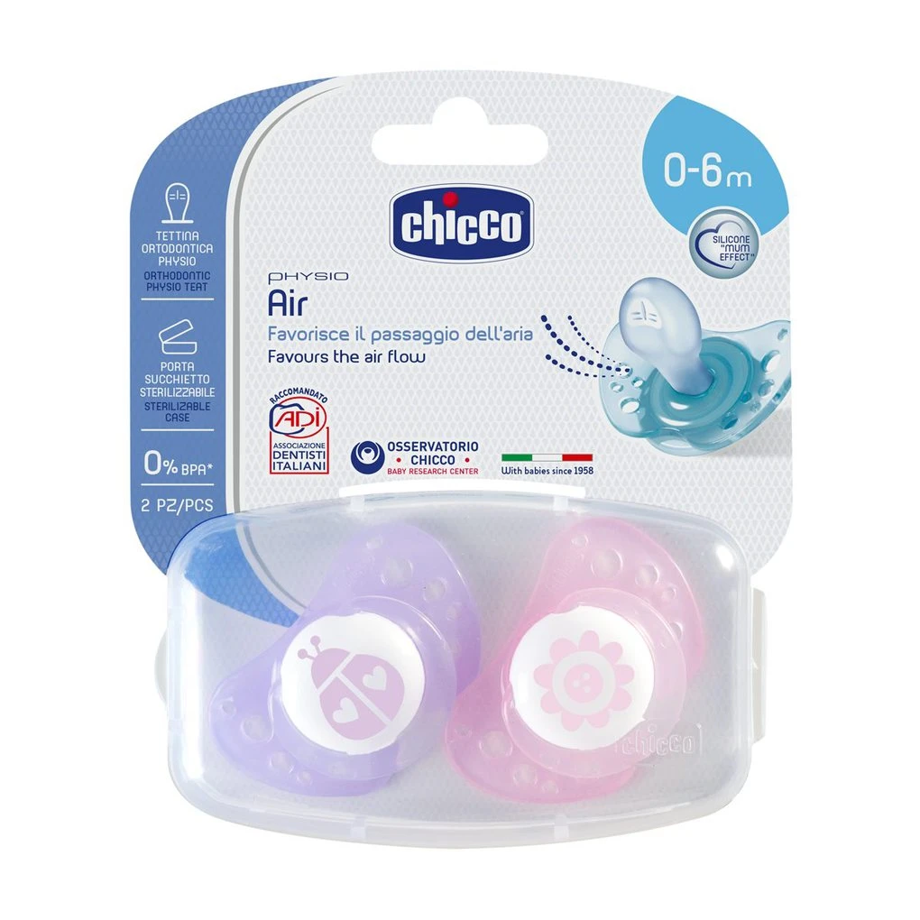 2 Succhietti Physio Air Silicone 0-6m Rosa/viola 4 2 Succhietti Physio Air Silicone 0-6m Rosa/viola - immagine 2